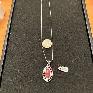 Silver and Red Pendant Necklace
